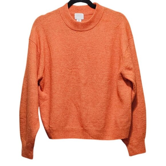 H&M Women's Orange Knit Sweater Crewneck Long Sleeve S Polyester & Acrylic Blend - Picture 1 of 8